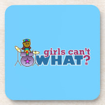¿Los chicas no pueden QUÉ? Chica en los tambores Posavasos De Bebidas