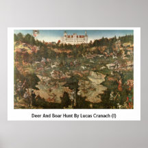 Los ciervos y el verraco cazan por Lucas Cranach ( Posters