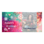 Los COPOS DE NIEVE pican, fucsia, verde, blanco Tarjetas Con Fotos Personalizadas