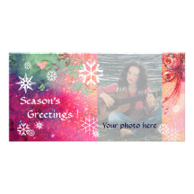 Los COPOS DE NIEVE pican, fucsia, verde, blanco Tarjeta Con Foto Personalizada