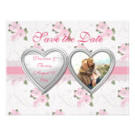Los corazones de plata ahorran la fecha invitaciones personalizada