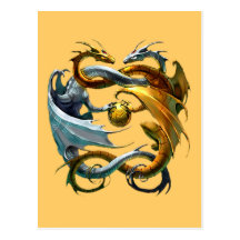 Los dragones juegan al globo - tarjetas postales