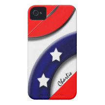 Los E.E.U.U. blancos y azules rojos Case-Mate iPhone 4 Carcasa