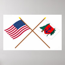 Los E.E.U.U. cruzados y banderas marinas de Newbur Posters