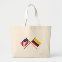 Los E.E.U.U. y banderas cruzadas Colombia Bolsas Lienzo