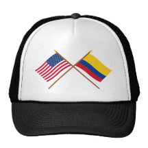 Los E.E.U.U. y banderas cruzadas Colombia Gorro De Camionero