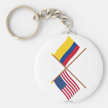 Los E.E.U.U. y banderas cruzadas Colombia Llavero Personalizado