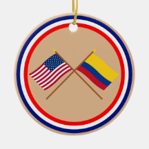 Los E.E.U.U. y banderas cruzadas Colombia Ornato