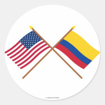 Los E.E.U.U. y banderas cruzadas Colombia Pegatinas Redondas