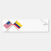 Los E.E.U.U. y banderas cruzadas Colombia Pegatina De Parachoque