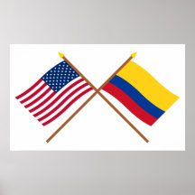 Los E.E.U.U. y banderas cruzadas Colombia Poster