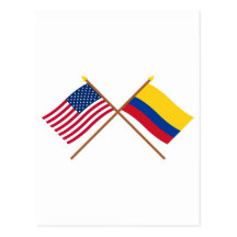Los E.E.U.U. y banderas cruzadas Colombia Tarjeta Postal