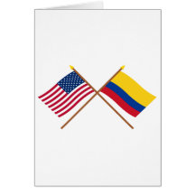 Los E.E.U.U. y banderas cruzadas Colombia Tarjeton