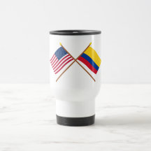 Los E.E.U.U. y banderas cruzadas Colombia Taza