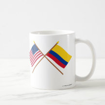 Los E.E.U.U. y banderas cruzadas Colombia Tazas De Café