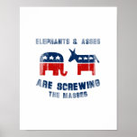 Los elefantes y los asnos están atornillando las m poster