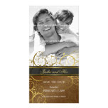 Los espirales ornamentales del oro ahorran la tarj tarjeta con foto personalizada