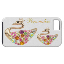 Los falsos pavos reales del oro con el diamante Je iPhone 5 Fundas