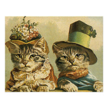 Los gatos divertidos del Victorian del vintage en  Comunicados