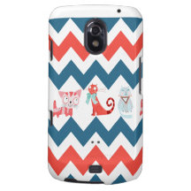 Los gatos lindos Chevron coralino azul del gatito  Galaxy Nexus Fundas
