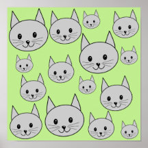 Los gatos modelan en verde y gris posters
