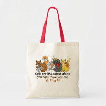 Los gatos son como las patatas fritas bolsa lienzo