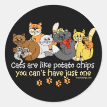 Los gatos son como las patatas fritas etiquetas redondas
