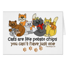 Los gatos son como las patatas fritas tarjetas