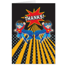Los gemelos del super héroe el | le agradecen card felicitación