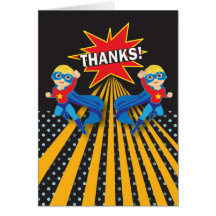 Los gemelos del super héroe el | le agradecen card felicitación