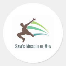 Los hombres musculares de Sam's - corra para Sam Pegatina Redonda