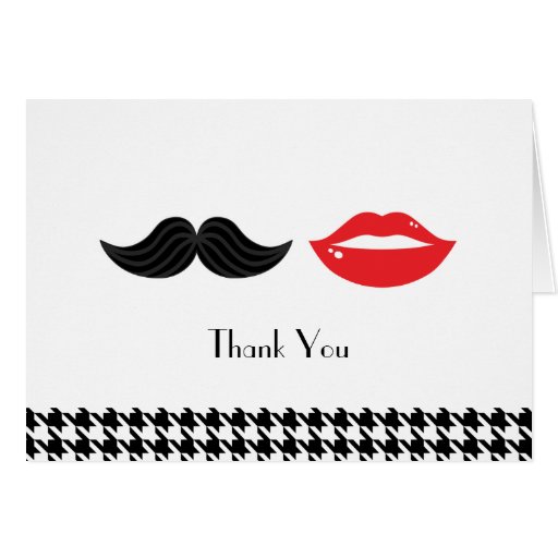 Los labios y el boda de Houndstooth del bigote le  Felicitaciones