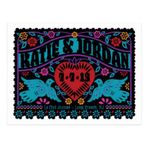 Los Lovebirds del estilo de Papel Picado ahorran l Tarjetas Postales