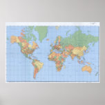 Los mapas del mundo, el poster impreso 23x36 del m