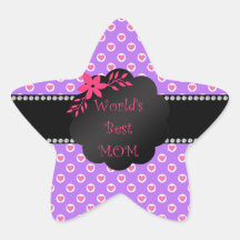 Los mejores lunares del corazón púrpura de la mamá pegatina forma de estrella
