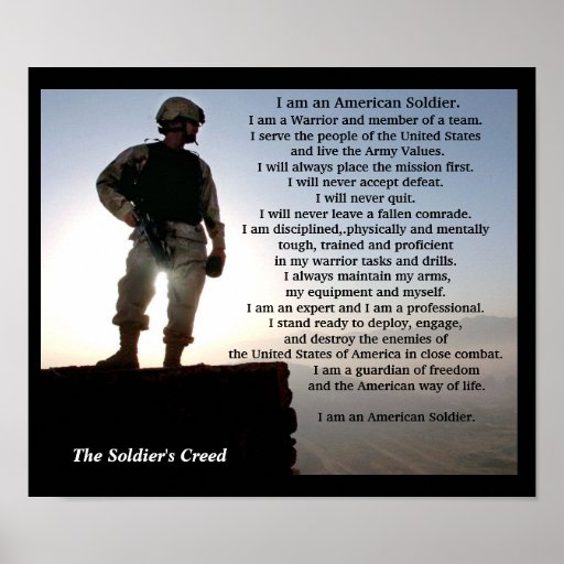 Los militares del credo de los soldados poster