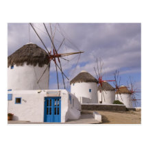 Los molinoes de viento de Mykonos en las islas gri Postal