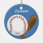 Los niños personalizaron béisbol y el palo adorno de navidad