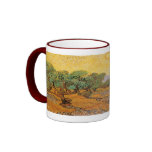Los olivos amarillean el cielo Sun, Van Gogh, arte Tazas De Café