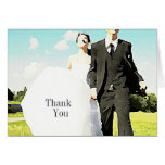 Los pares del boda en campo le agradecen cardar felicitacion 