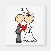 Los pares del boda hago las camisetas y los regalo imanes para frigoríficos
