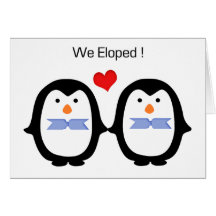 Los pares del pingüino dos varones Eloped Felicitaciones