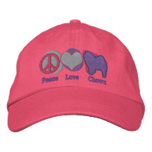 Los perros chinos del amor de la paz bordaron el g gorra de beisbol