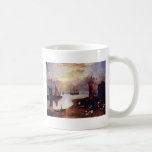 Los pescadores del sol naciente de la niebla de la taza de café