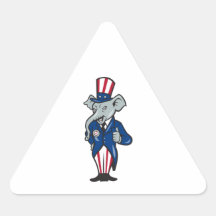 Los pulgares republicanos de la mascota del elefan pegatinas triangulo personalizadas