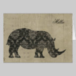 Los rinocerontes siluetean Notecard personalizado tarjetas