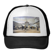 Los toros en el corral de la plaza gorras