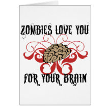 Los zombis aman sus cerebros tarjeton