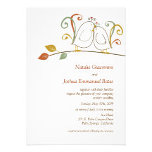 Lovebirds en ramas que casan invitaciones invitaciones personalizada