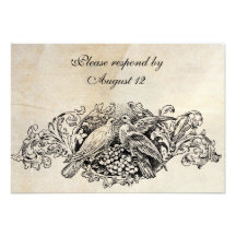 Lovebirds RSVP del vintage con los sobres Invitación